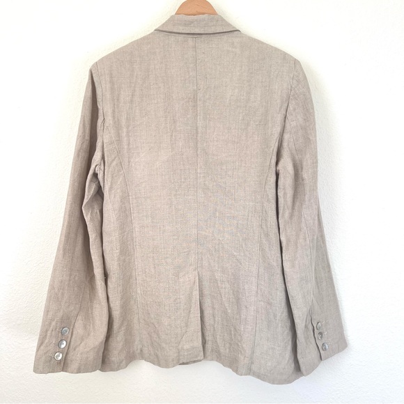 Neiman Marcus Relaxed Fit Khaki Tan Linen Blazer Size Large - Picture 7 of 11